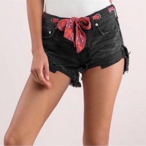 Free people, slashed and relaxed grommet shorts